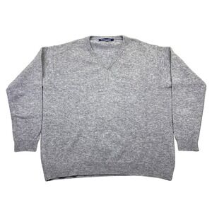 WOOLOVERS Grey‎ V Neck Pure New Wool Sweater Mens Medium M Boho Preppy
